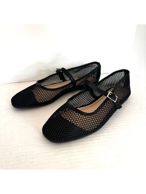 Sincerely Jules Fishnet Mesh Ballet Flats Mary Jane Romantic Women's Size 8